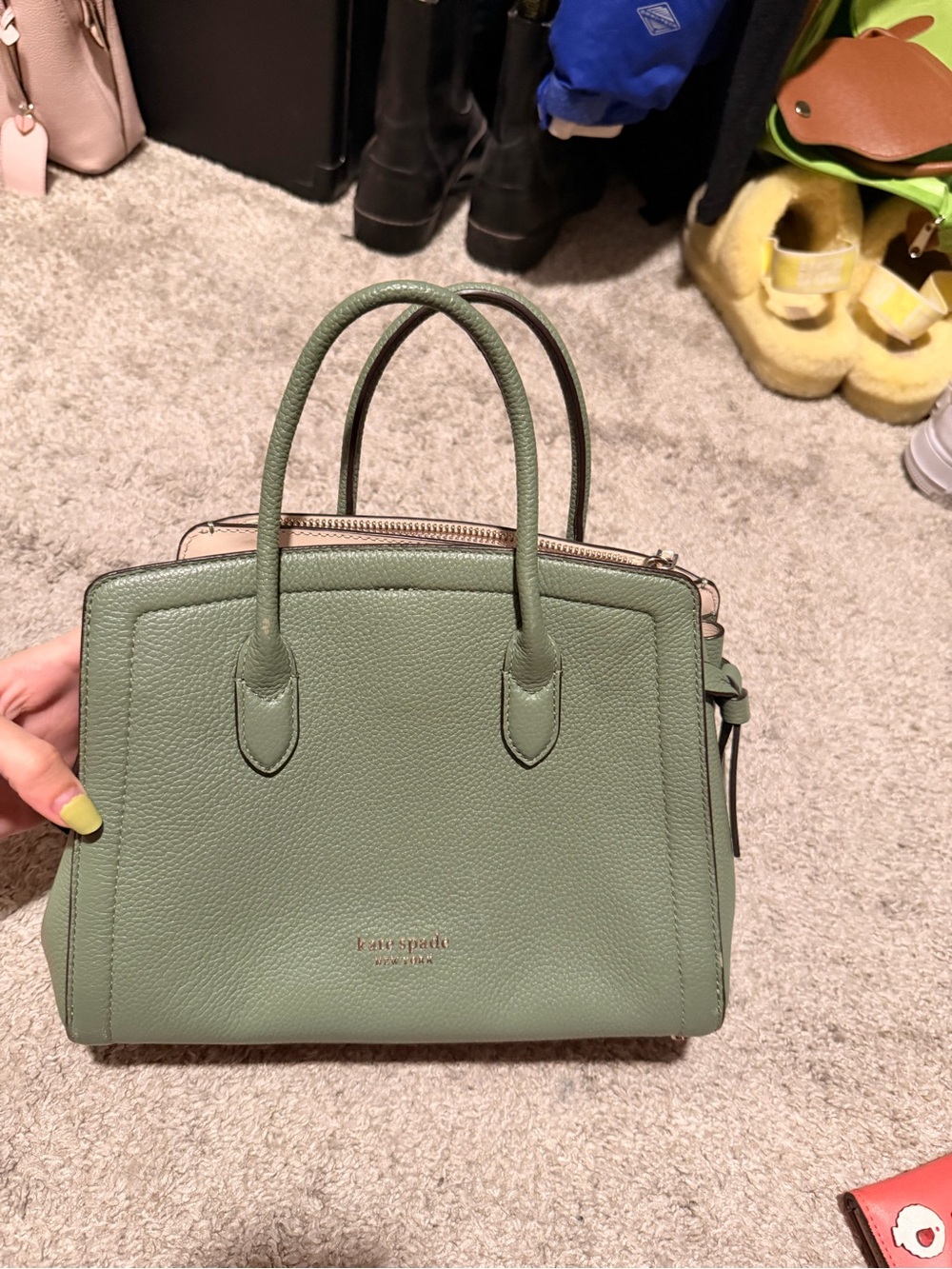 kate spade Mint Green Pebbled Leather Crossbody Satchel